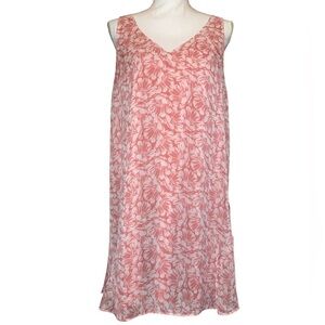 Charles Henry Floral Pattern Tank Mini Dress in Pink/Coral & White Size Medium